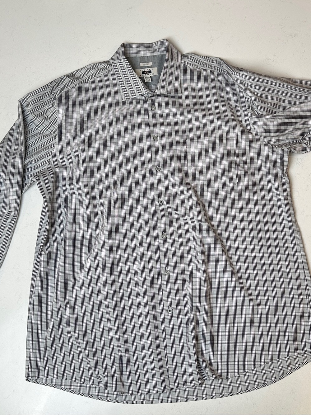 Joseph Abboud White and Gray Plaid Men's Dress Shirt